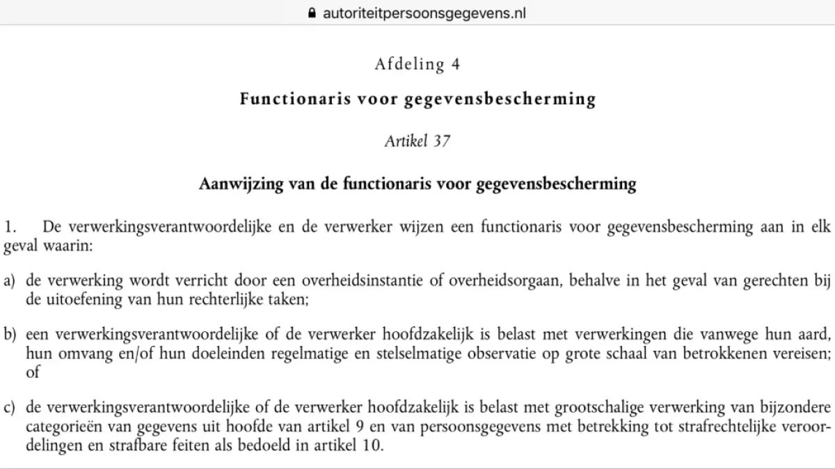 Deel 4 Algemene Verordening Gegevensbescherming